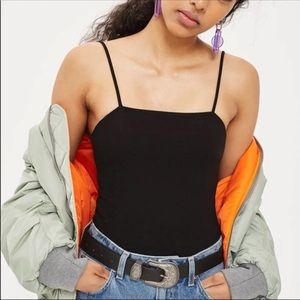 TOPSHOP Black Square Neck Bodysuit Size 8